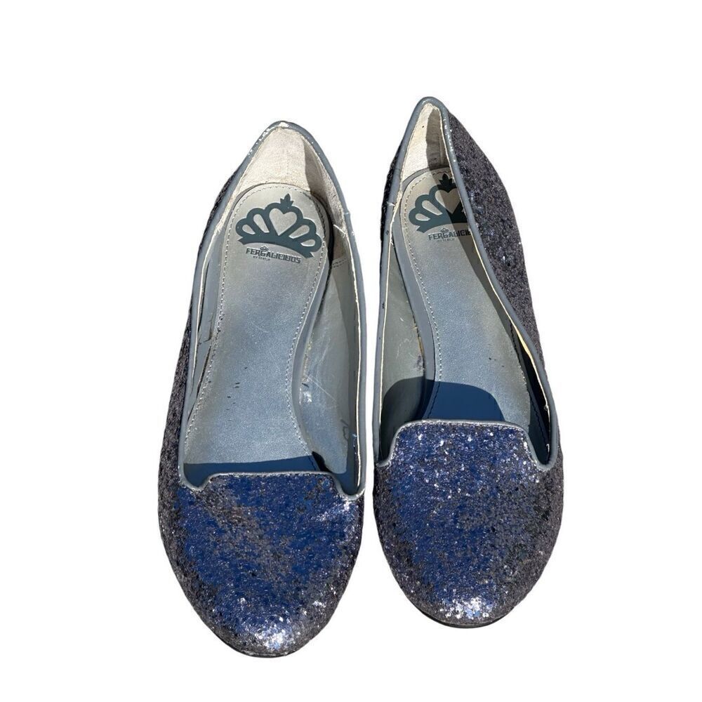 Fergalicious by Fergie Sequin Ballet Flats Purple Gray Slip-On Shoes Size 9.5